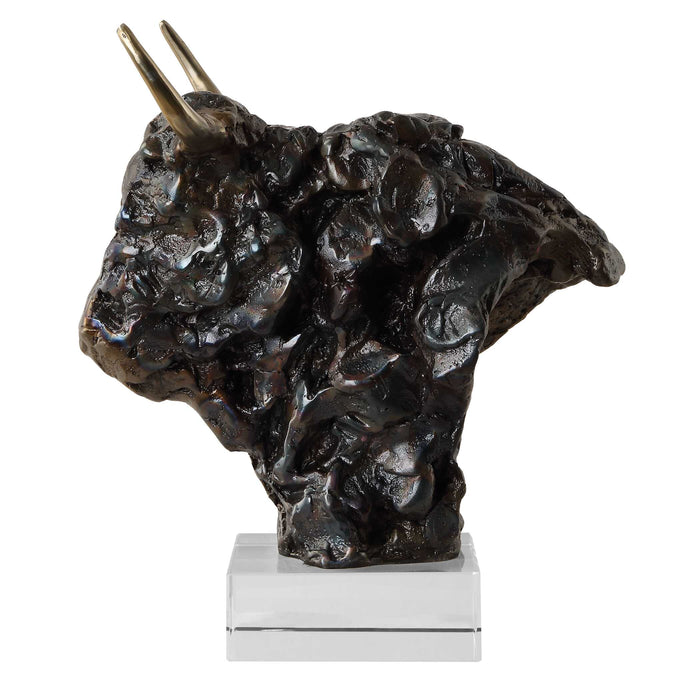 Bison Sculpture Tarnished Bronze-Home Accents-Uttermost-Lighting Design Store