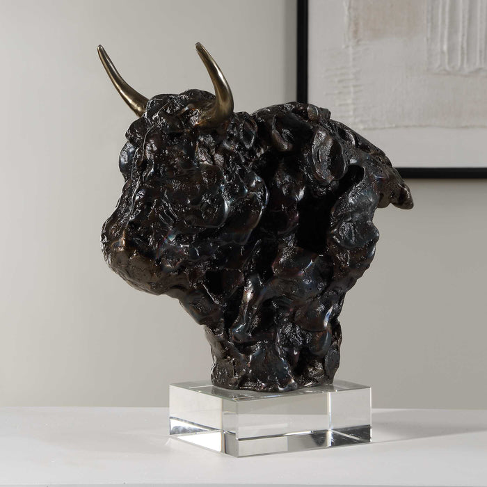Bison Sculpture Tarnished Bronze-Home Accents-Uttermost-Lighting Design Store