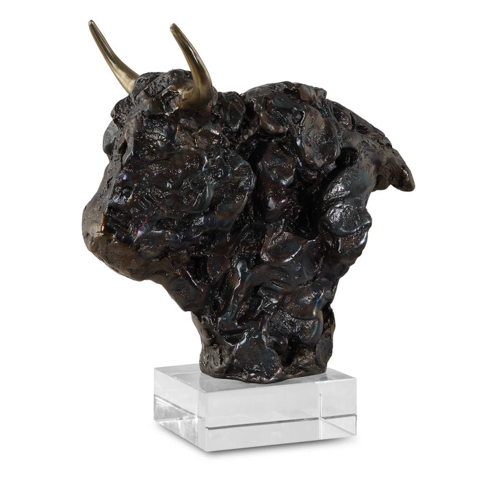 Bison Sculpture Tarnished Bronze-Home Accents-Uttermost-Lighting Design Store