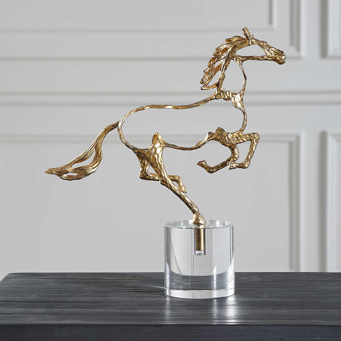 Gallop Sculpture Gold And Poised Atop-Home Accents-Uttermost-Lighting Design Store