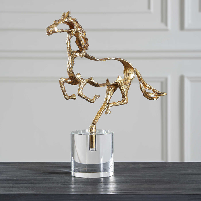 Gallop Sculpture Gold And Poised Atop-Home Accents-Uttermost-Lighting Design Store