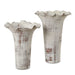 Ruffled Petal Vases Set/2 Distressed White-Home Accents-Uttermost-Lighting Design Store