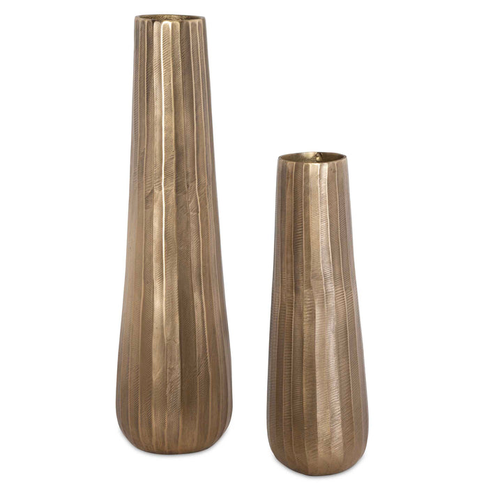 Vertiforge Vases Set/2 Oxidized Antique Gold-Home Accents-Uttermost-Lighting Design Store