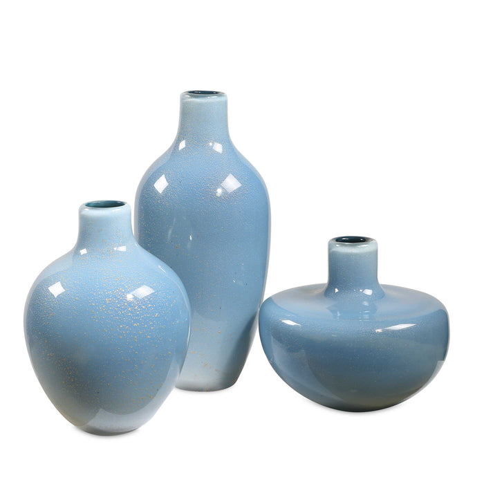 Celestial Frost Vases Set/3 Blue-Home Accents-Uttermost-Lighting Design Store
