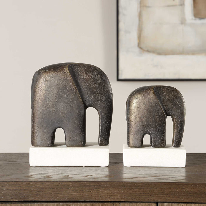 Timeless Tusk Sculptures Set/2 Antique Bronze-Home Accents-Uttermost-Lighting Design Store