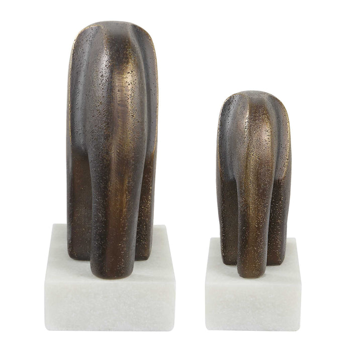 Timeless Tusk Sculptures Set/2 Antique Bronze-Home Accents-Uttermost-Lighting Design Store