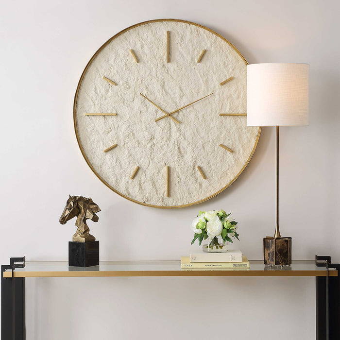 Stone Serenity Wall Clock Antique Gold-Home Accents-Uttermost-Lighting Design Store