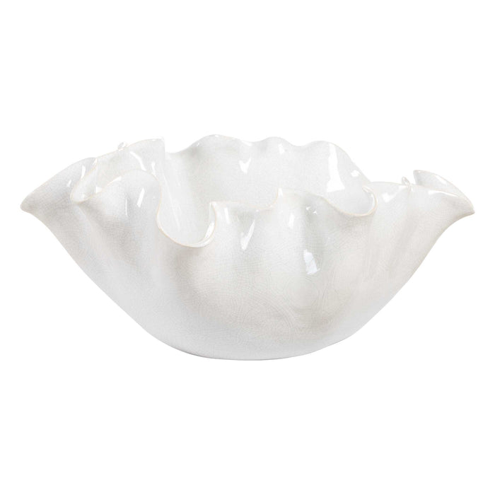 Ruffle Bloom Bowl White Glaze-Home Accents-Uttermost-Lighting Design Store