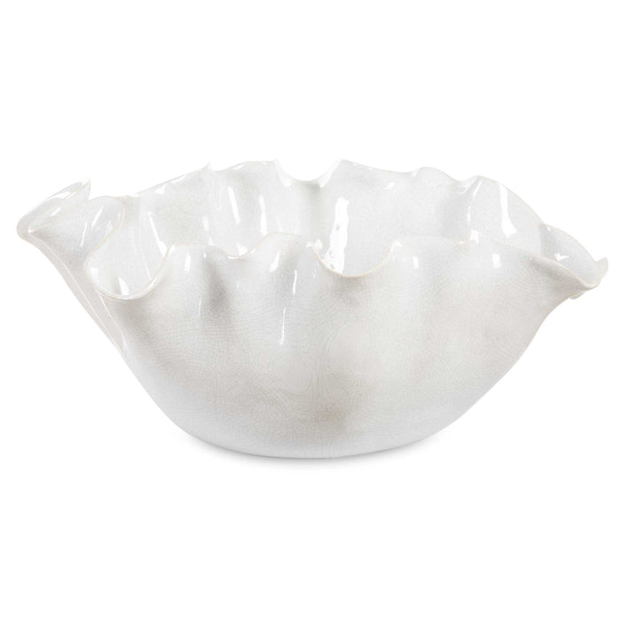 Ruffle Bloom Bowl White Glaze-Home Accents-Uttermost-Lighting Design Store