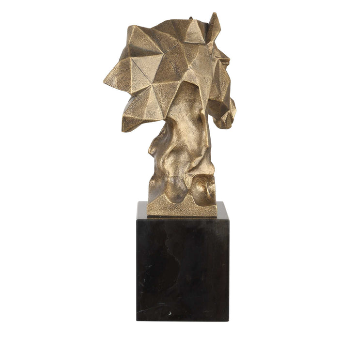 Chiseled Horse Bust Sculpture Antiqued Gold-Home Accents-Uttermost-Lighting Design Store
