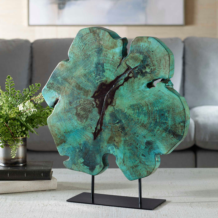 Bahati Wood Sculpture Blue-green-Home Accents-Uttermost-Lighting Design Store
