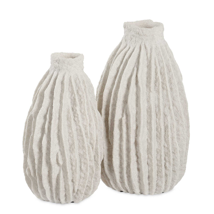 Ivory Ridge Vases Set/2 Textured Ivory-Home Accents-Uttermost-Lighting Design Store