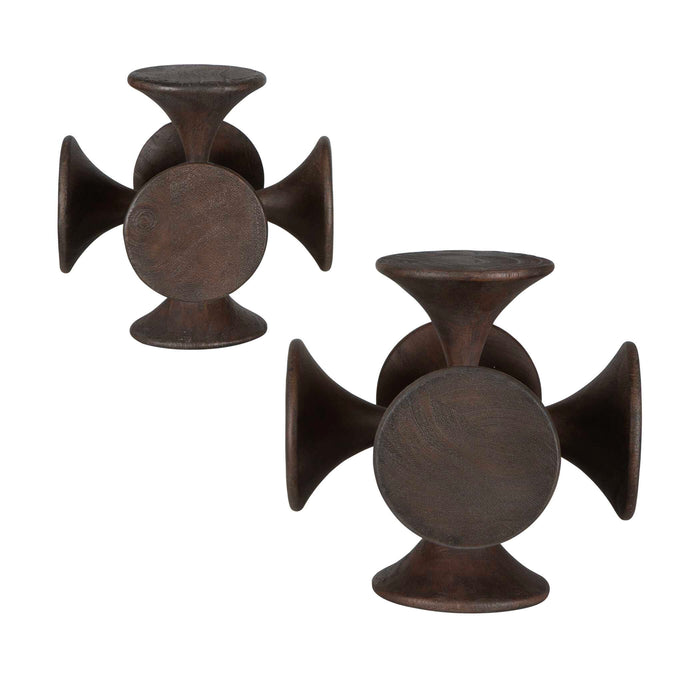 Balanced Harmony Sculptures, Set/2 Dark Walnut-Home Accents-Uttermost-Lighting Design Store