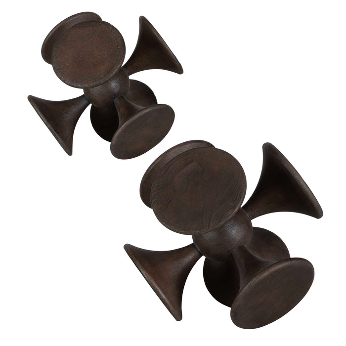 Balanced Harmony Sculptures, Set/2 Dark Walnut-Home Accents-Uttermost-Lighting Design Store