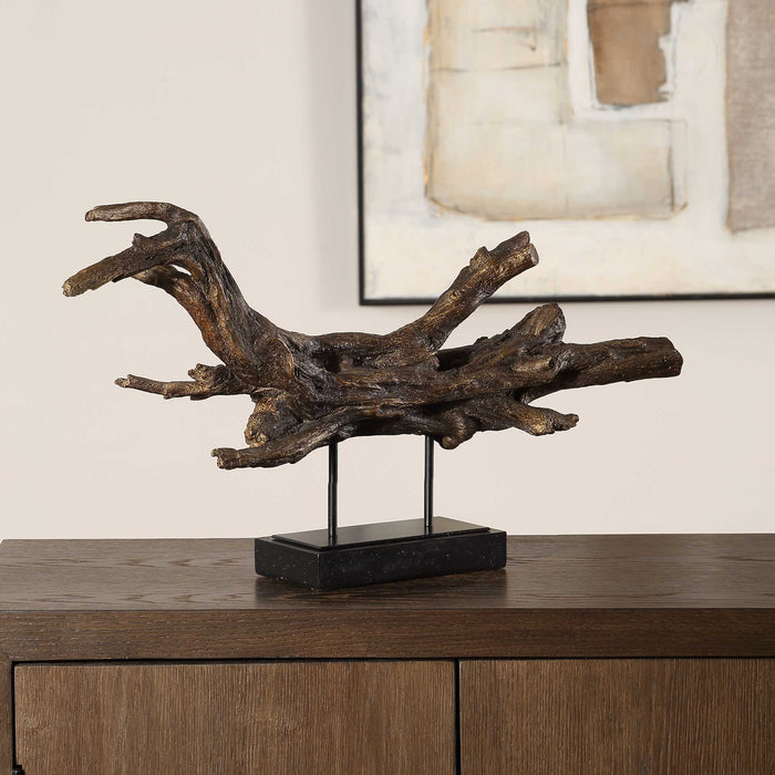 Gilded Branch Sculpture Dark Brown-Home Accents-Uttermost-Lighting Design Store