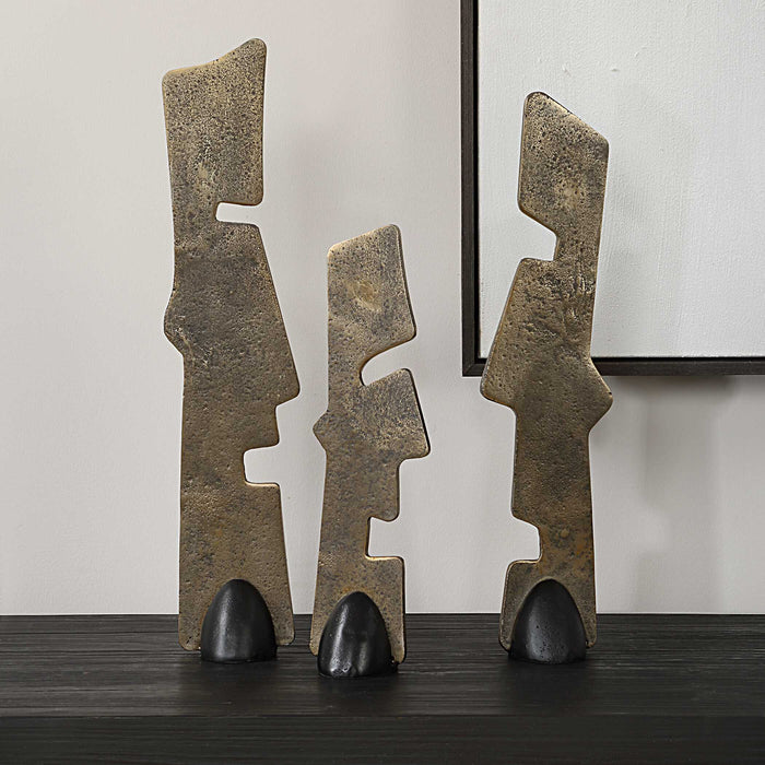 Geometric Echoes Sculptures Set/3 Bronze-Home Accents-Uttermost-Lighting Design Store