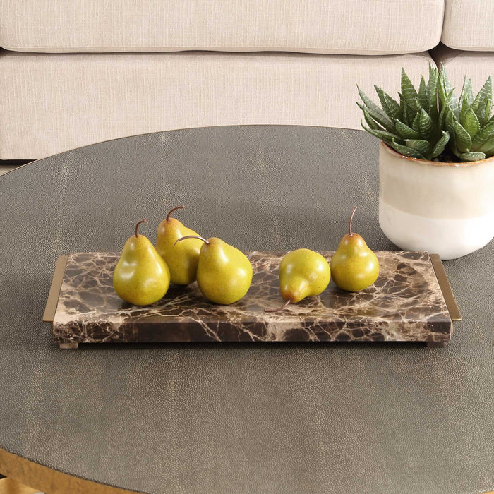 Marble Crest Tray Chocolates, Black-Home Accents-Uttermost-Lighting Design Store