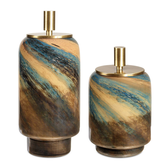 Celestial Tide Containers Set/2 Brass-Home Accents-Uttermost-Lighting Design Store