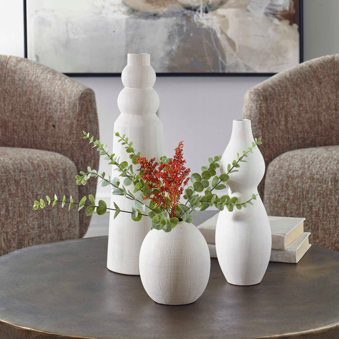 Forma Vases, Set/3 White Ceramic-Home Accents-Uttermost-Lighting Design Store