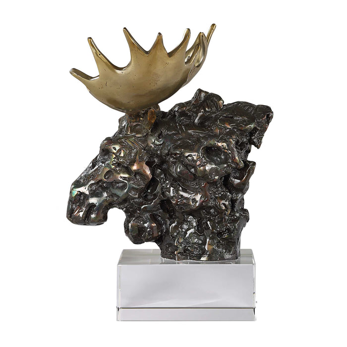 Moose Bust Sculpture Bronze-Home Accents-Uttermost-Lighting Design Store