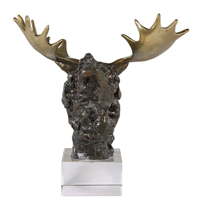 Moose Bust Sculpture Bronze-Home Accents-Uttermost-Lighting Design Store