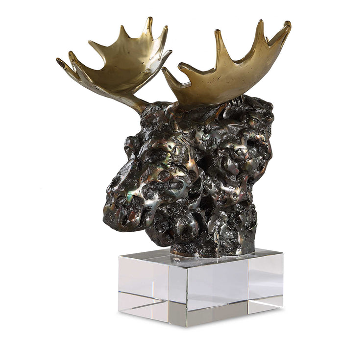 Moose Bust Sculpture Bronze-Home Accents-Uttermost-Lighting Design Store