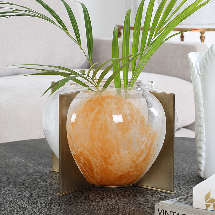 Amber Swirl Vase Warm Brass-Home Accents-Uttermost-Lighting Design Store