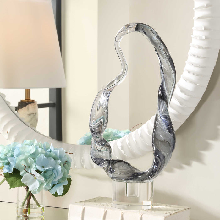 Luminous Twist Sculpture Smoked Glass-Home Accents-Uttermost-Lighting Design Store