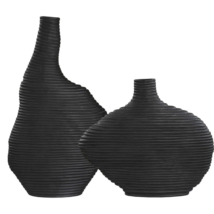 Duostacked Vases Set/2 Matte Black-Home Accents-Uttermost-Lighting Design Store