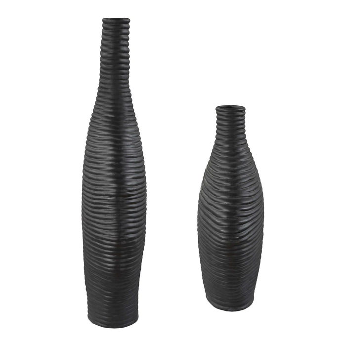 Duostacked Vases Set/2 Matte Black-Home Accents-Uttermost-Lighting Design Store