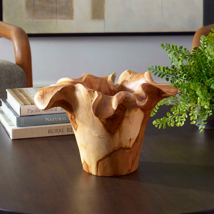 Teak Flow Bowl Natural Teak Wood-Home Accents-Uttermost-Lighting Design Store