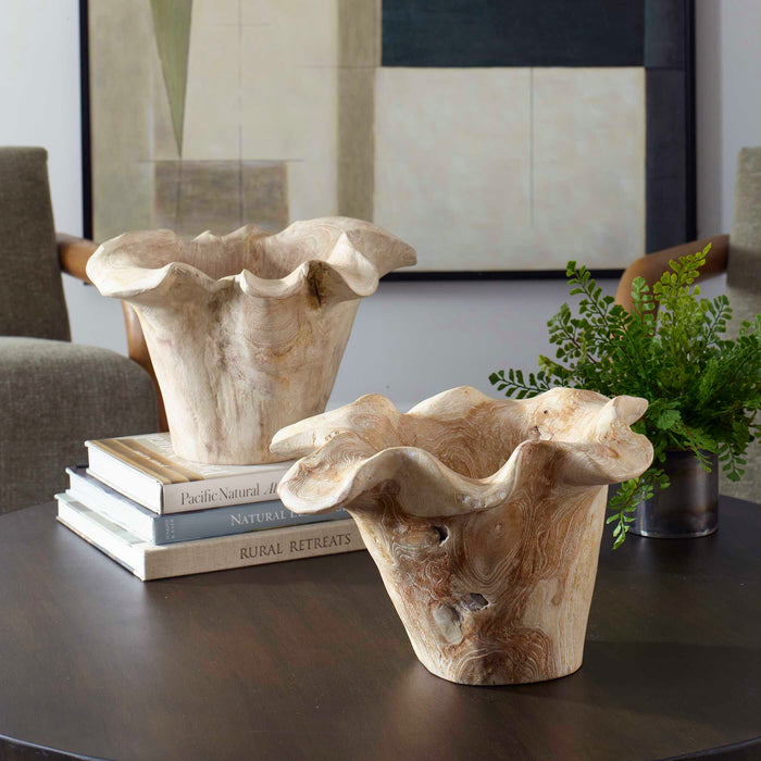 Teak Flow Bowl White-washed Teak Wood-Home Accents-Uttermost-Lighting Design Store