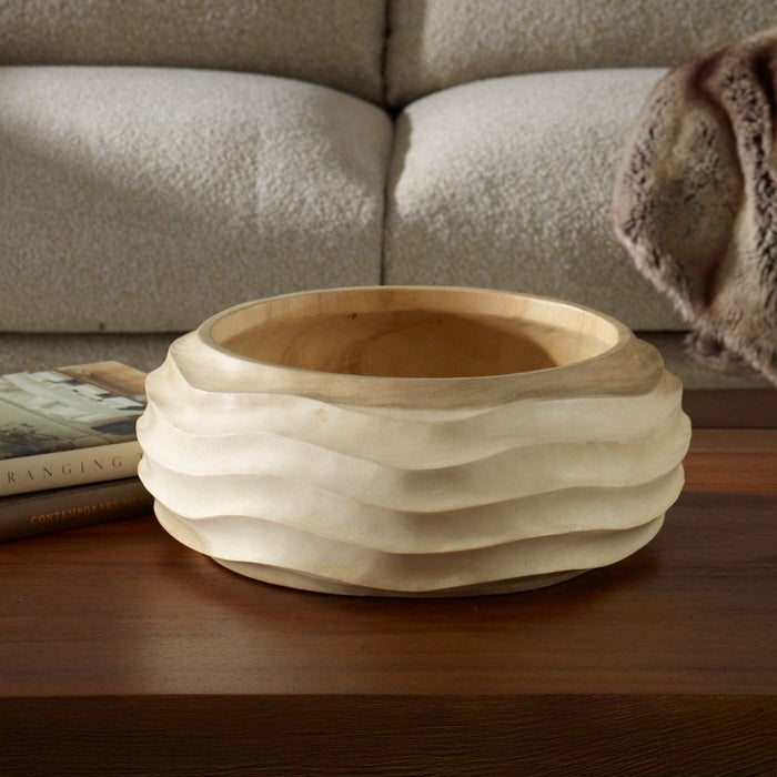 Waveform Bowl Bleached Suar Wood-Home Accents-Uttermost-Lighting Design Store