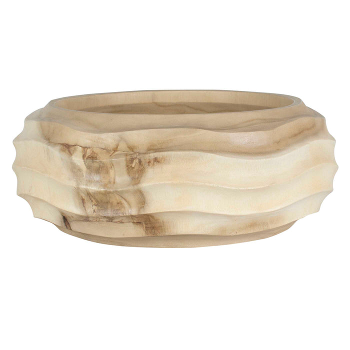 Waveform Bowl Bleached Suar Wood-Home Accents-Uttermost-Lighting Design Store