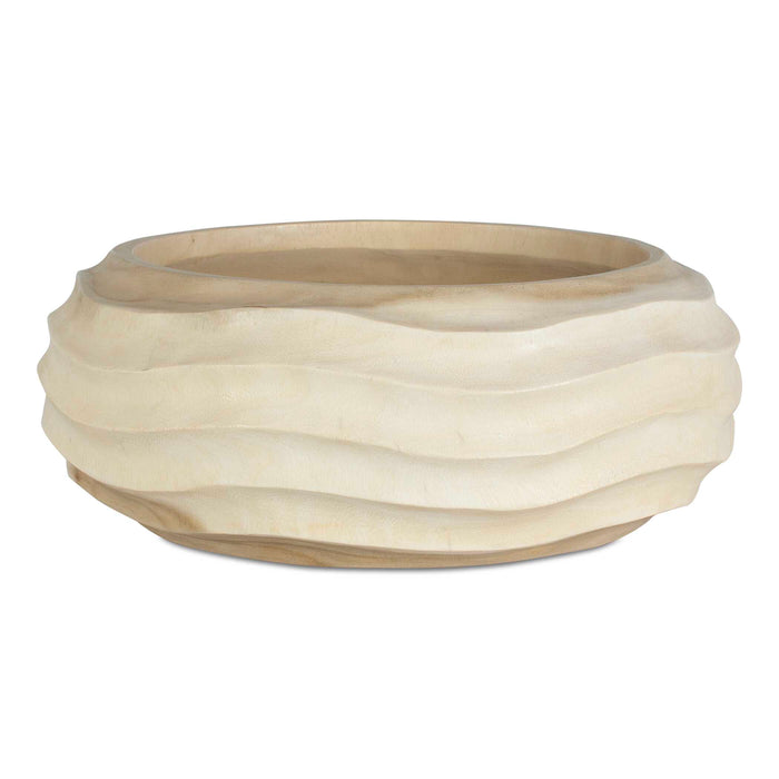 Waveform Bowl Bleached Suar Wood-Home Accents-Uttermost-Lighting Design Store