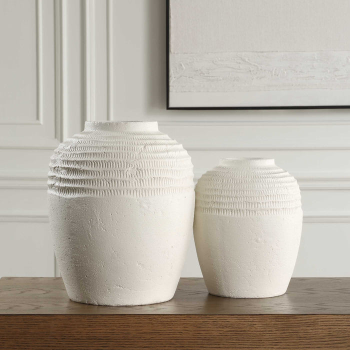 Luna Vases Set/2 Chalk White-Home Accents-Uttermost-Lighting Design Store