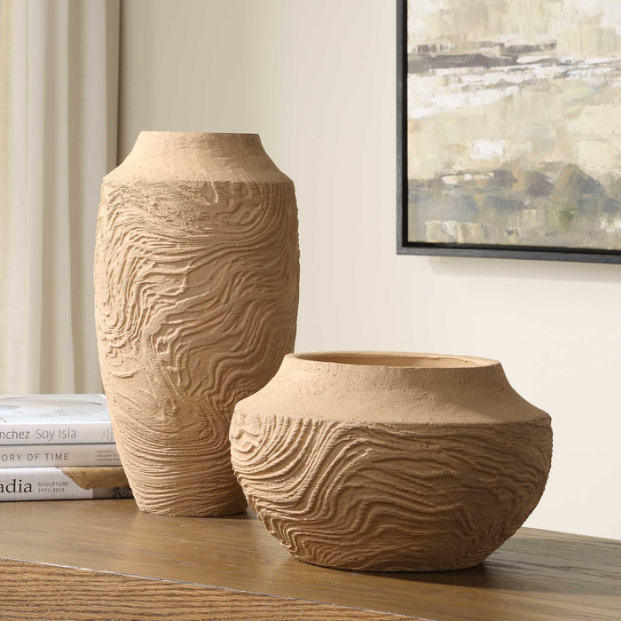 Sandstone Flow Vase Terracotta-Home Accents-Uttermost-Lighting Design Store