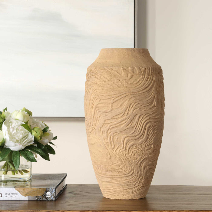 Sandstone Flow Vase Terracotta-Home Accents-Uttermost-Lighting Design Store