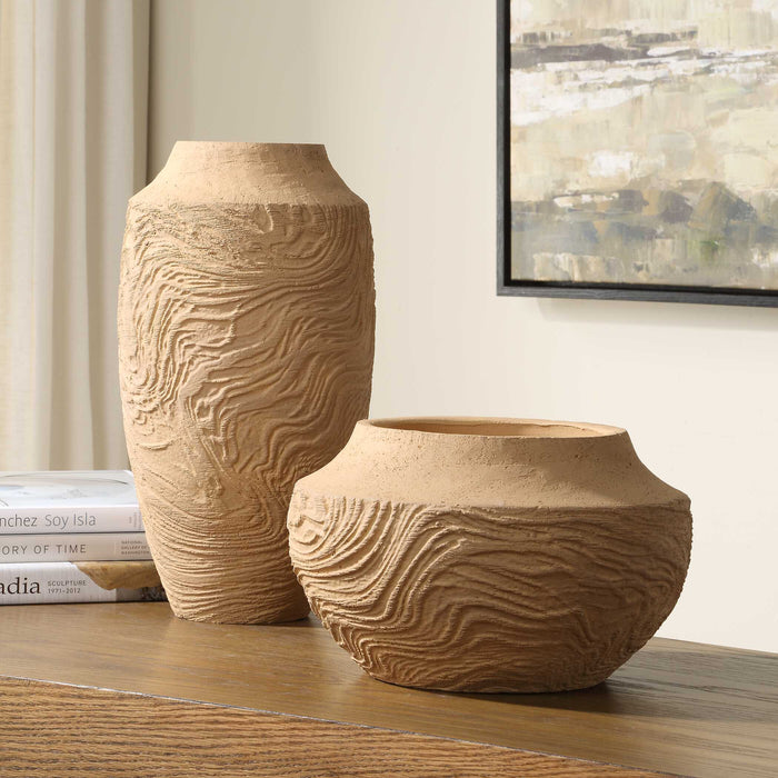 Sandstone Flow Vase Terracotta-Home Accents-Uttermost-Lighting Design Store