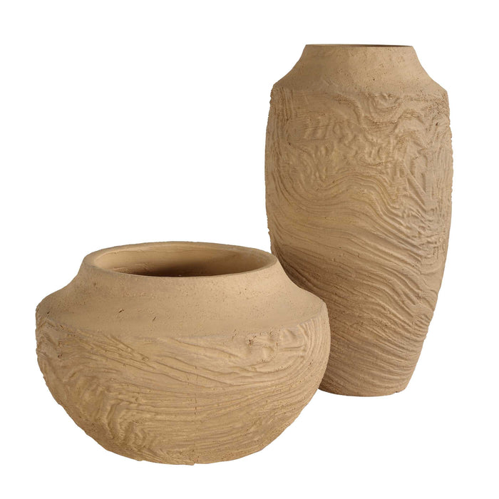 Sandstone Flow Vase Terracotta-Home Accents-Uttermost-Lighting Design Store