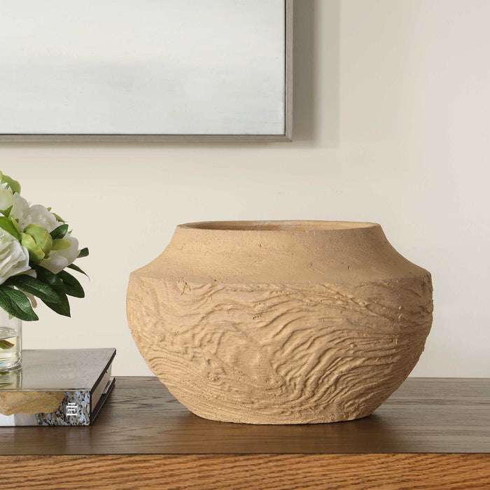 Sandstone Flow Vase Terracotta-Home Accents-Uttermost-Lighting Design Store