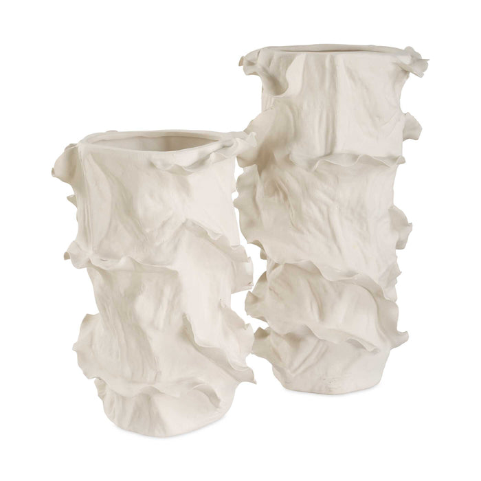 Ripple Crest Vases Set/2 White-Home Accents-Uttermost-Lighting Design Store