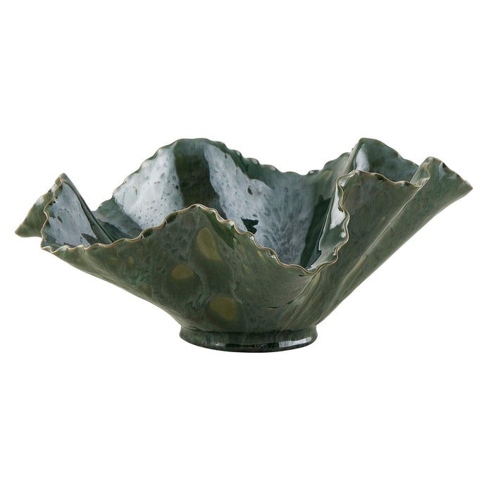 Verdant Bloom Bowl Glossy Emerald Glaze-Home Accents-Uttermost-Lighting Design Store