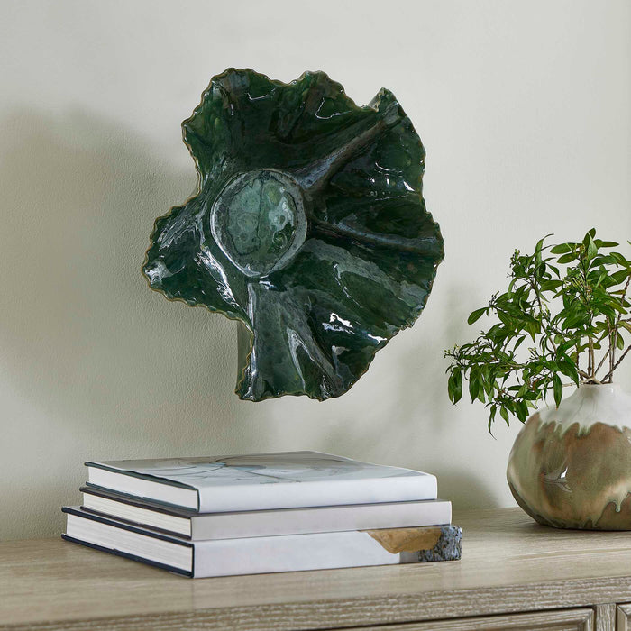 Verdant Bloom Bowl Glossy Emerald Glaze-Home Accents-Uttermost-Lighting Design Store