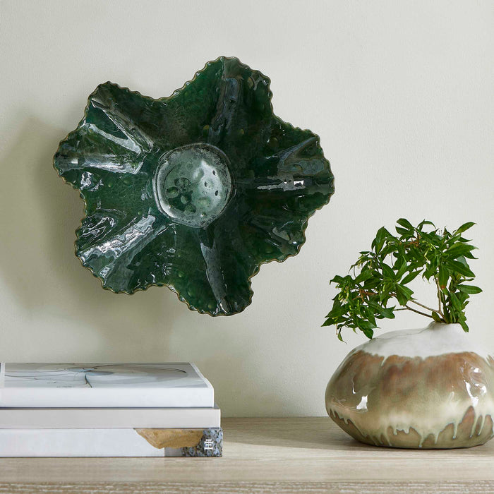 Verdant Bloom Bowl Glossy Emerald Glaze-Home Accents-Uttermost-Lighting Design Store
