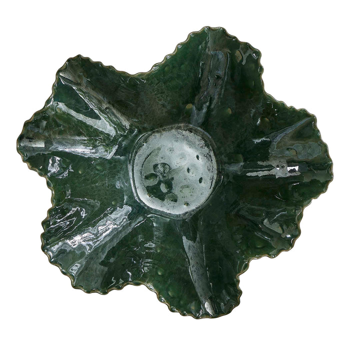 Verdant Bloom Bowl Glossy Emerald Glaze-Home Accents-Uttermost-Lighting Design Store