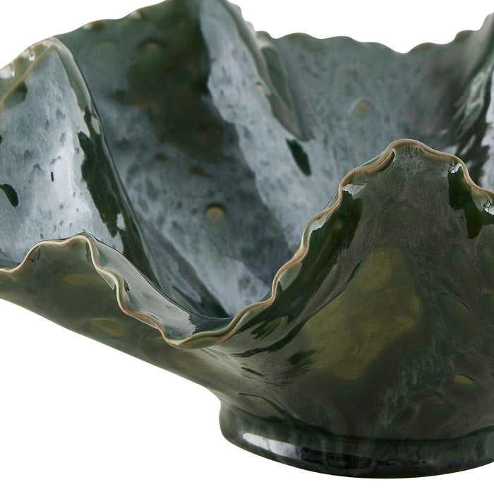 Verdant Bloom Bowl Glossy Emerald Glaze-Home Accents-Uttermost-Lighting Design Store