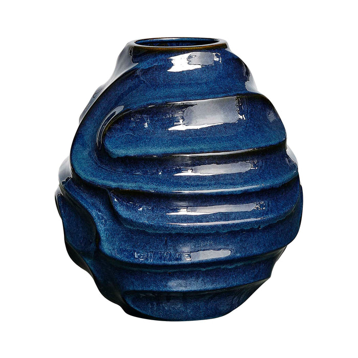 Helix Vase Glossy Blue Glaze-Home Accents-Uttermost-Lighting Design Store