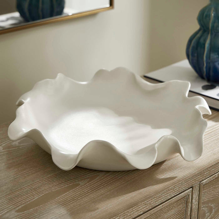 Wave Crest Bowl White Ceramic-Home Accents-Uttermost-Lighting Design Store