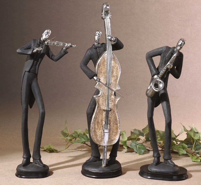Musicians Figurines, Set/3 Silver-Home Accents-Uttermost-Lighting Design Store